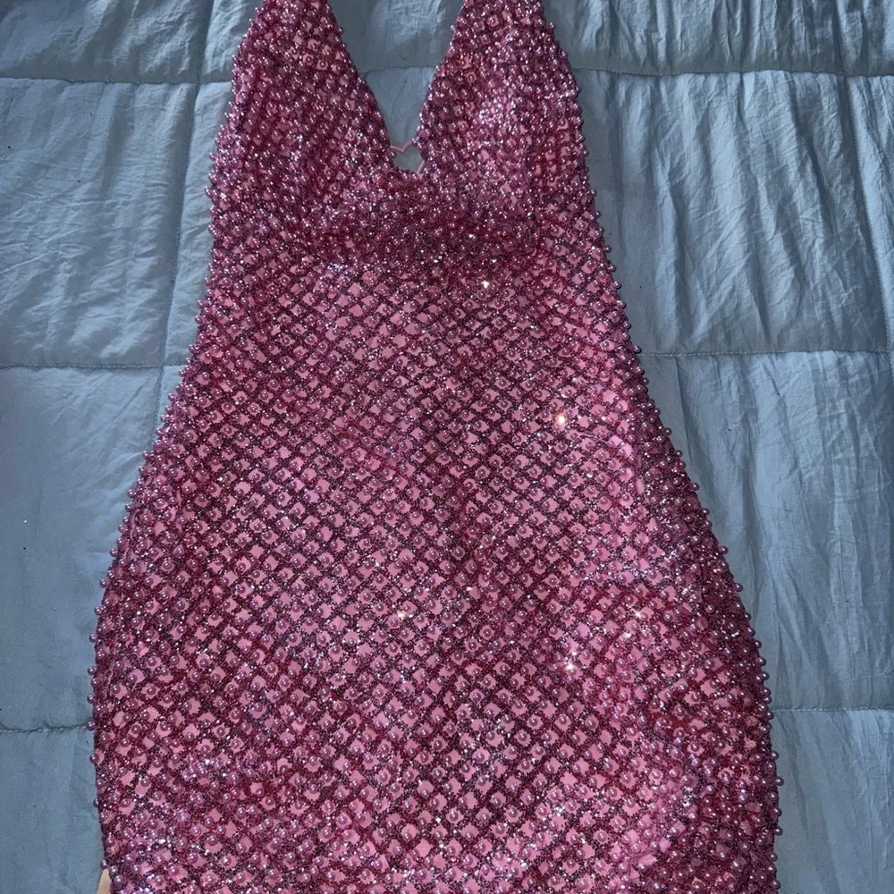 Oh Polly Pink Beaded Mini Dress - Picture 2 of 2